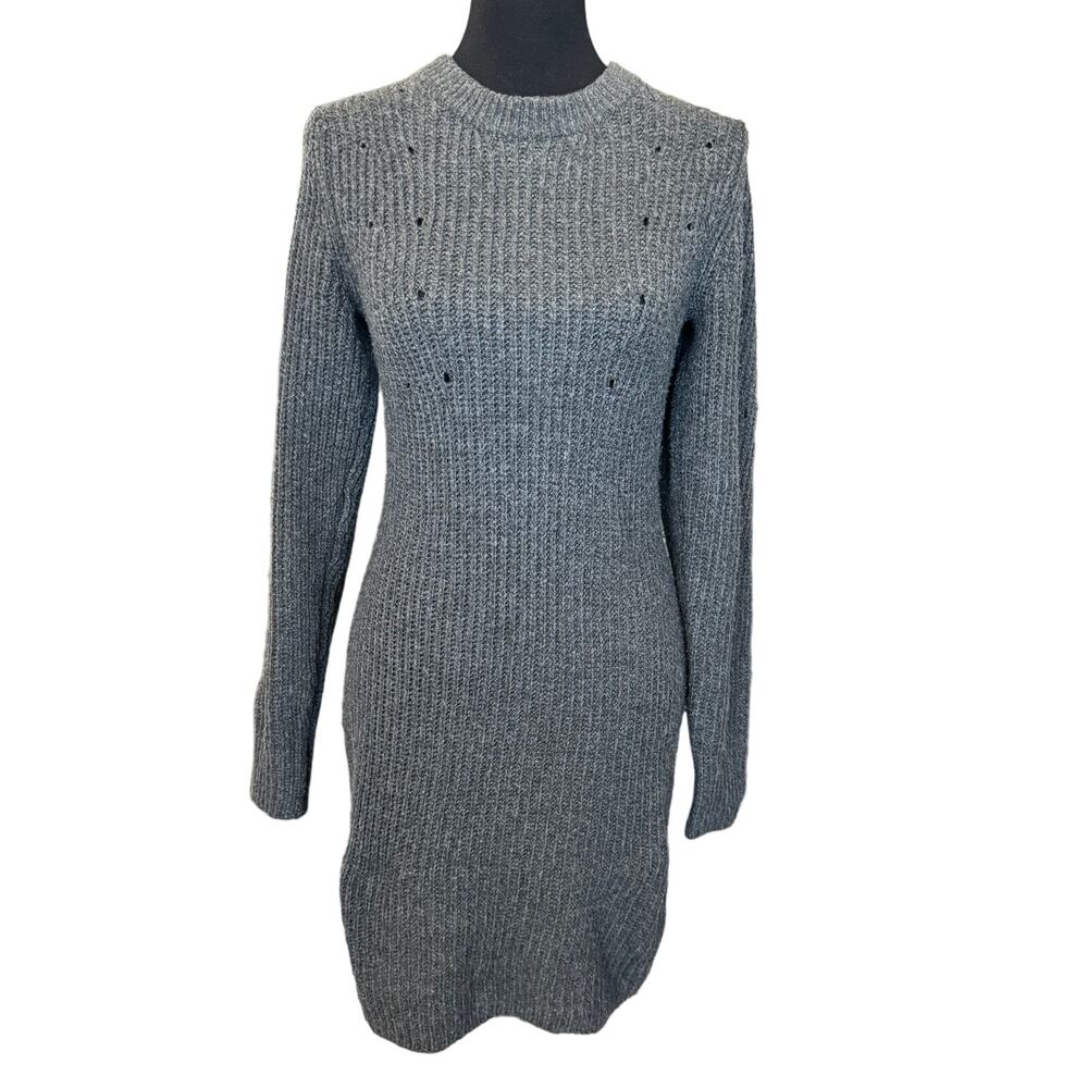 New ~ ALL IN FAVOR Gray Long Sleeve Knitted Sweater Dress Size Small